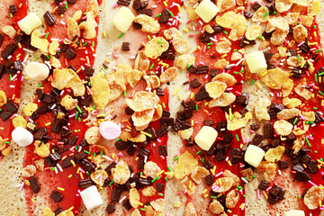 Chocolate and strawberry crepe topping