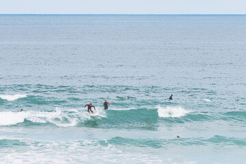 Surfing france's famous sand bars, les casernes beach, seignosse, landes, france