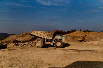 bulldozer industrial area geology work construction