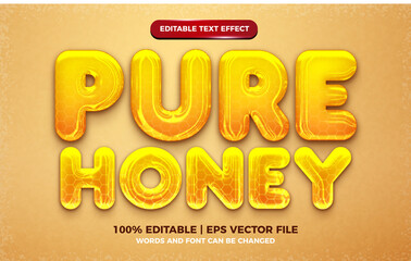 liquid pure honey yellow 3d editable text effect
