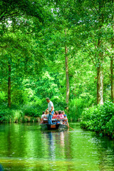 Kanufahrt im Spreewald bei Lübbenau, Brandenburg, Deutschland 