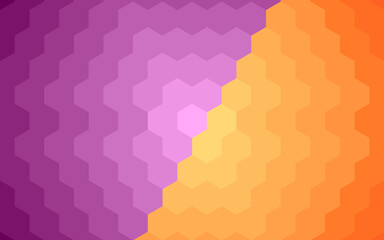 Fototapeta premium Abstract Hexagon orange-purple gradient background, honeycomb design background.