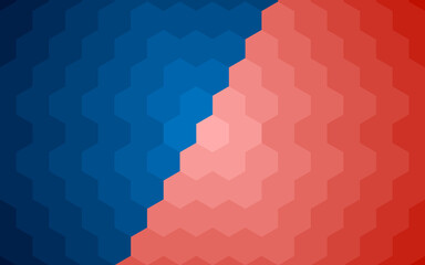 Abstract Hexagon dark blue-red gradient background, honeycomb design background.