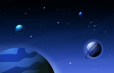 Planet Star Sky Outer Space Universe Exploration Illustration