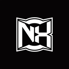 NX Logo monogram with abstract shape design template