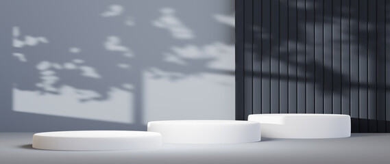 3D rendering of Podium for displaying the skin cream cosmetics decorations. Mockup background for show product.