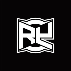RY Logo monogram with abstract shape design template