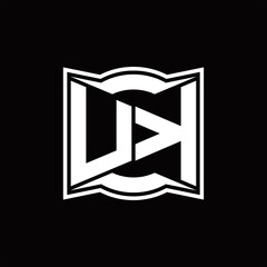 UK Logo monogram with abstract shape design template