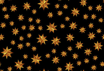 Holiday New Year and Merry Christmas Seamless Pattern Background with golden stars. Vector Illustration
