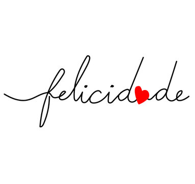 Caligrafia felicidade cursiva amor cora&ccedil;&atilde;o escrita rom&acirc;ntica delicada rabisco vetor