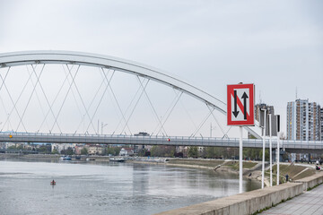 Traffic sign for water traffic means the prohibition of passing ships and boats on the river