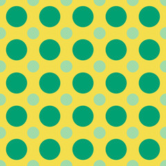 Polka Dot Pattern, Green Ash mix with Mint Color and Illuminating Yellow. Seamless Background for graphic design, fabric, textile, fashion. Color Trend 2021 spring, summer