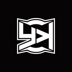 YK Logo monogram with abstract shape design template