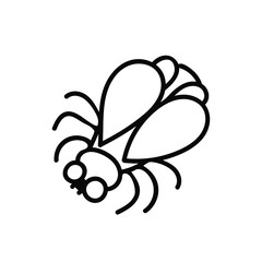 Insect fly doodle line art. Hand drawing vector illustration. Simple collection element for the holiday Halloween.