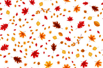 Autumn seamless pattern background with falling leaves. Vector Illustration
