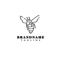 bee logo icon design template black isolated vector cartoon