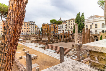 The view of the Curia of Pompey in Rome,the place of Julius Caser assassination