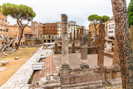 The view of the Curia of Pompey in Rome,the place of Julius Caser assassination