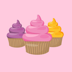 Cup Cake and cookies illustration pack sticker Graphics, Pastry Sticker, cup cake Clipart, brownies Graphics, baked Illustration, sweet pastry collection set