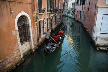 Obraz na płótnie Canvas Venice cityscape, water canal with gondolas, bridge and traditional buildings. Italy, Europe.