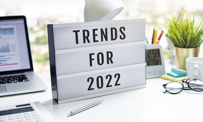 Trends for 2022 concepts with text on lightbox.inspiration and creativity. - obrazy, fototapety, plakaty