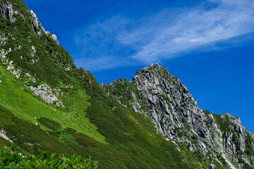 中央アルプス宝剣岳の南陵の岩塊