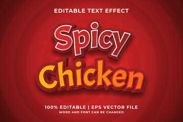 Editable text effect - Spicy Chicken 3d template style premium vector