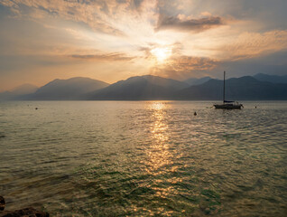 Lago di Garda Sunset phase with mountain background
