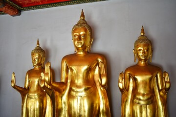 The Buddha statue in the standing posture at Wat Pho also spelled Wat Po, is a Buddhist temple in Bangkok, Thailand.