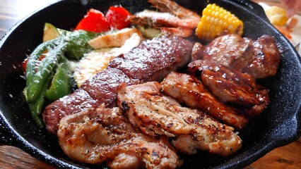 Variety of vegetables and meat