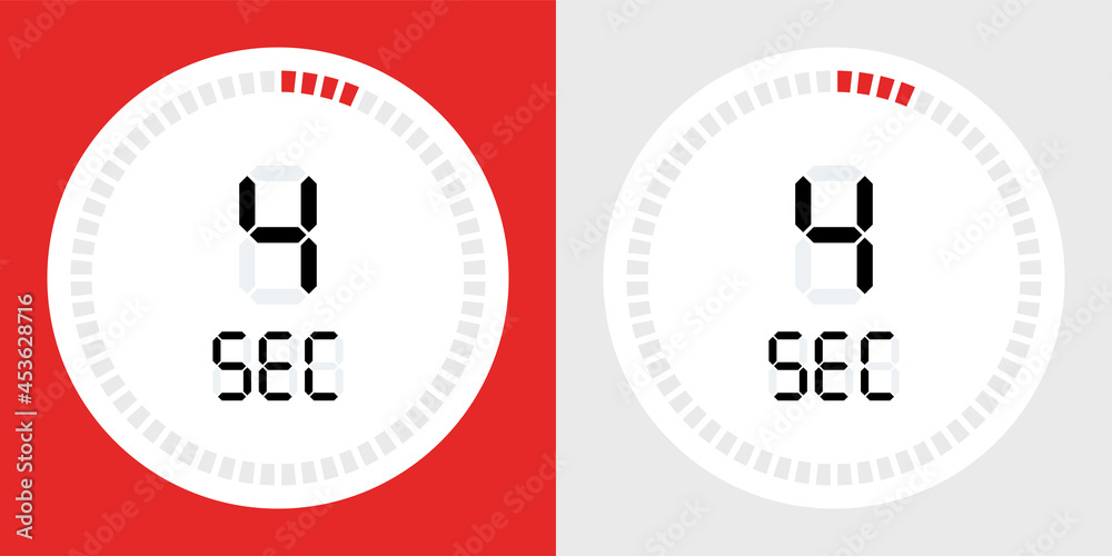 Poster 4 second timer clock. Stopwatch icon time digital chronometer
