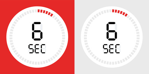 Naklejka premium 6 seconds counting timer icon. Digital timer symbol