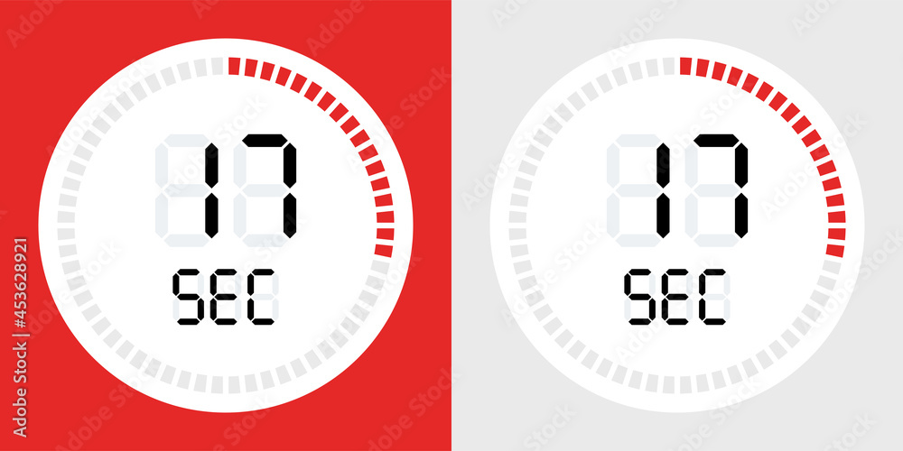 Poster Countdown timer icon. 17 seconds digital counting 