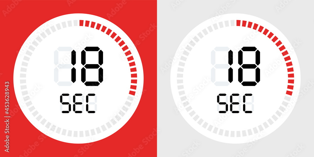 Poster 18 second timer clock vector illustration