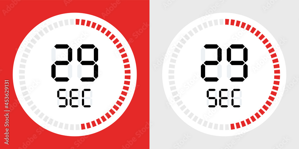 Poster 29 seconds stopwatch icon countdown time digital stop chronometer