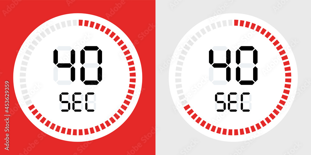Poster 40 sec stopwatch icon countdown time digital stop chronometer
