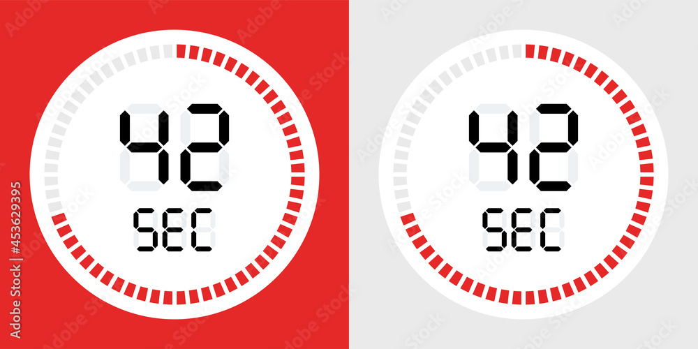 Poster Countdown timer icon. 42 seconds digital counting 