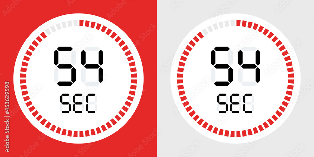 Poster countdown timer icon. 54 seconds