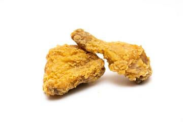 Fried chicken isolated on white background.