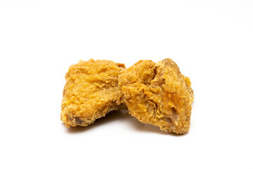 Fried chicken isolated on white background.