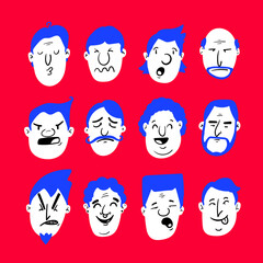 set of cartoon people with different expressions