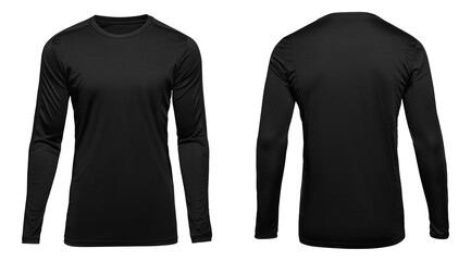 Sports football black shirt with long sleeves isolated on white background