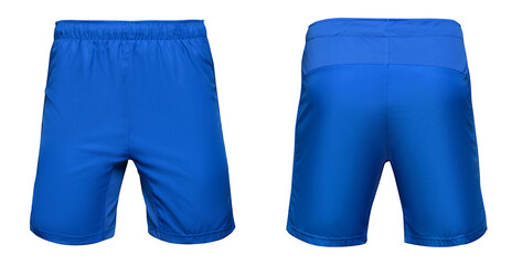 Sports football blue shorts isolated on white background - 453631196