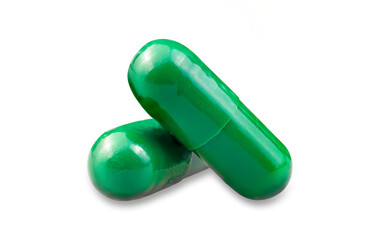 Andrographis paniculata capsules on a white background Use it to make advertisements, flyers