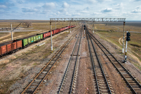railroad tracks in the countryside
