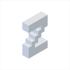 Isometric font made from color plastic blocks. The children s designer. Letter Z. Vector illustration