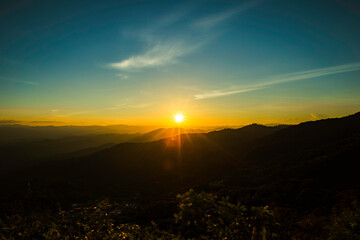 Majestic mountains landscape in sunset sky with clouds , Chiang mai , Thailand