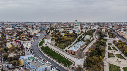 Obraz premium the city of astrakhan in russia from a height