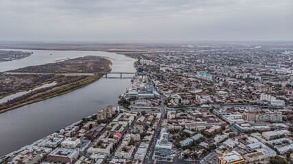the city of astrakhan in russia from a height