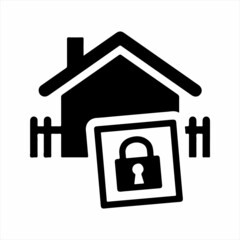 Home lock icon. Vector and glyph
